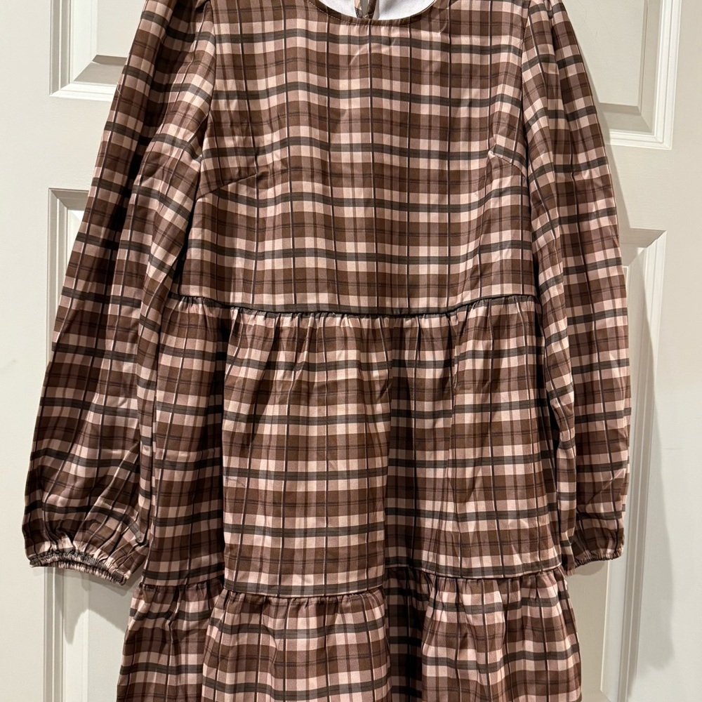 Plaid Brown Ladies Dress